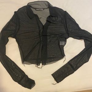 SHEIN black mesh top with a little distress. Size small